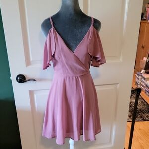 Elegant Mauve Off-Shoulder Dress